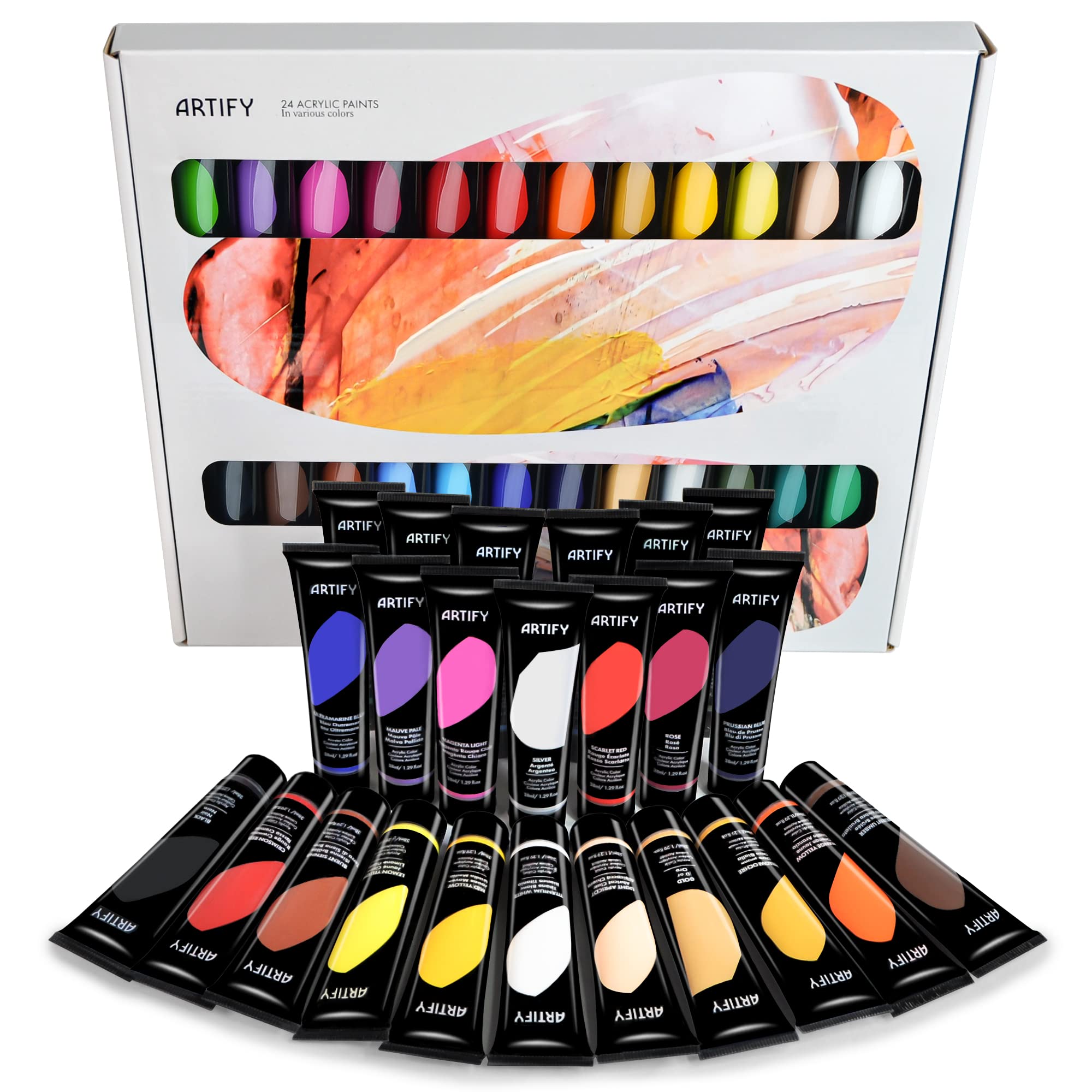 Amazon.com: ARTIFY Acrylic Paint, Set Of 24 Color (1.29 oz, 38ml